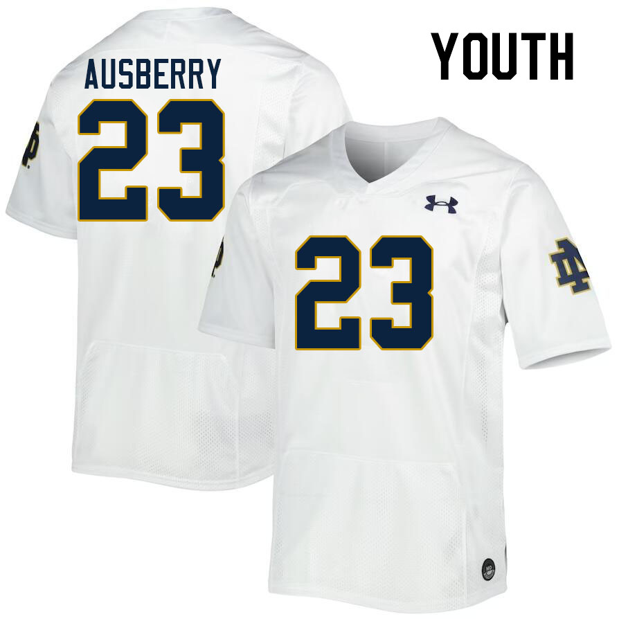 Youth #23 Jaiden Ausberry Notre Dame Fighting Irish College Football Jerseys Stitched-White